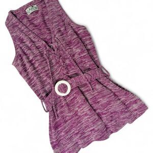 Alberoy Purple Marbled Knit Sweater Top Size S/M With Lace Up Front & Belted